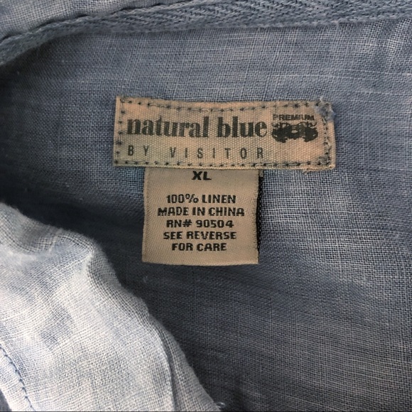 Natural Blue 100% linen button up shirt - Picture 5 of 5